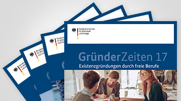 Stapel mit Broschüren "GründerZeiten".