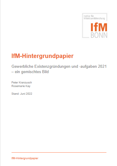 Titel IfM-Hintergrundpapier Gewerbliche Existenzgründungen und Unternehmensaufgaben in 2021