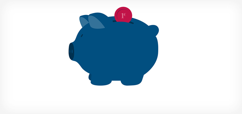 Sparschwein mit 1 Euro